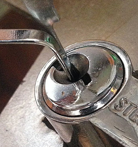 Close up of lock raking